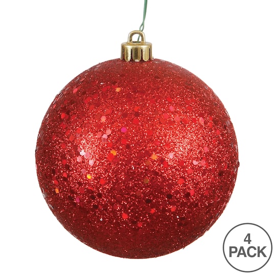 Vickerman Red Sequin Ball Ornaments, 4ct.